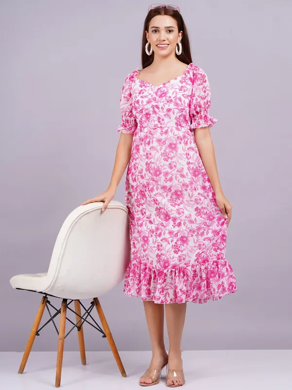 Pink_Georgette_Premium_And_Elegant_Midi_Dress_For_Women