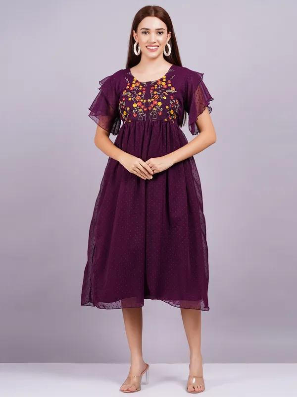 Purple_Georgette_(Embroidery)_Premium_And_Elegant_Midi_Dress_For_Women