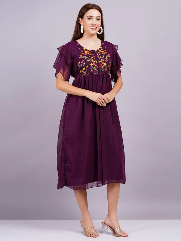 Purple_Georgette_(Embroidery)_Premium_And_Elegant_Midi_Dress_For_Women