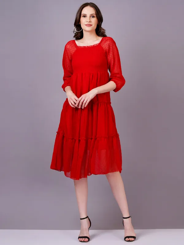 Red_Georgette_Premium_And_Elegant_Midi_Dress_For_Women