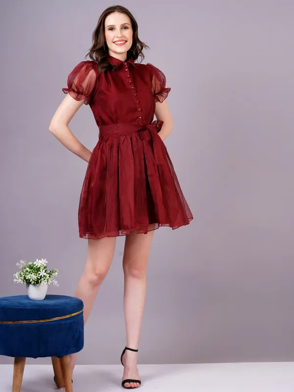 Maroon_Cotton_Premium_And_Elegant_Mini_Dress_For_Women