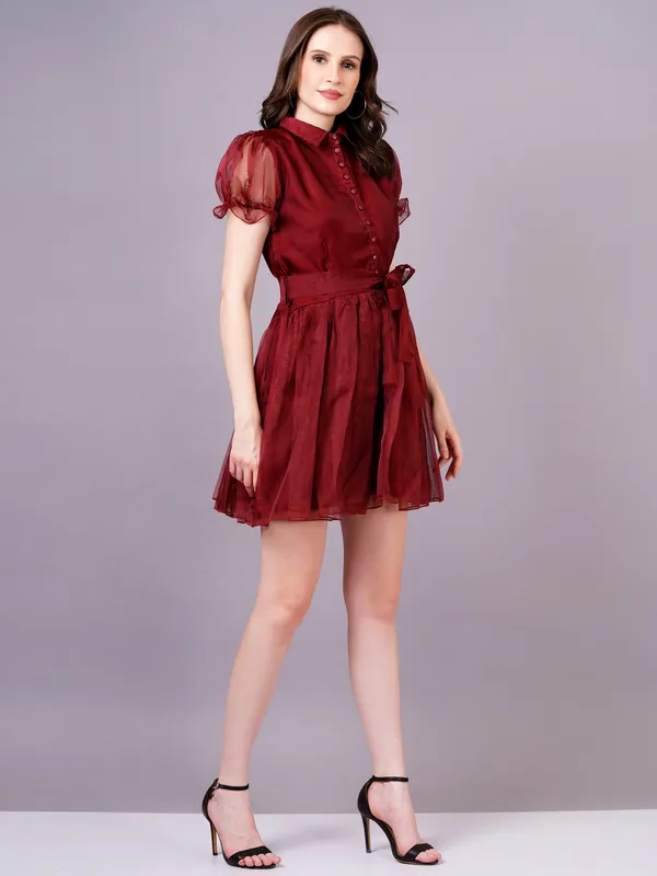 Maroon_Cotton_Premium_And_Elegant_Mini_Dress_For_Women