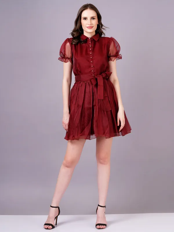 Maroon_Cotton_Premium_And_Elegant_Mini_Dress_For_Women