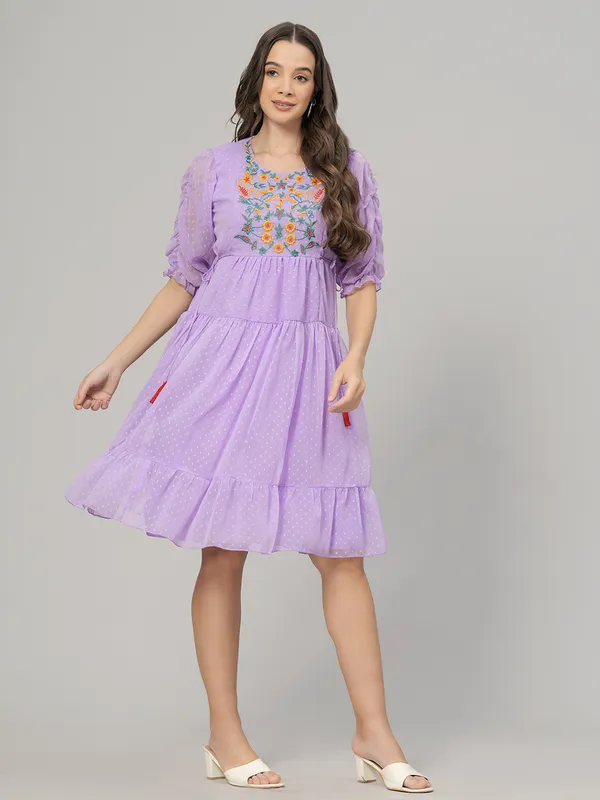 Lavender_Georgette_Premium_And_Elegant_Mini_Dress_For_Women