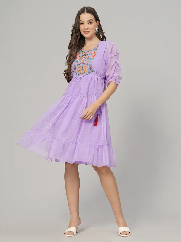 Lavender_Georgette_Premium_And_Elegant_Mini_Dress_For_Women