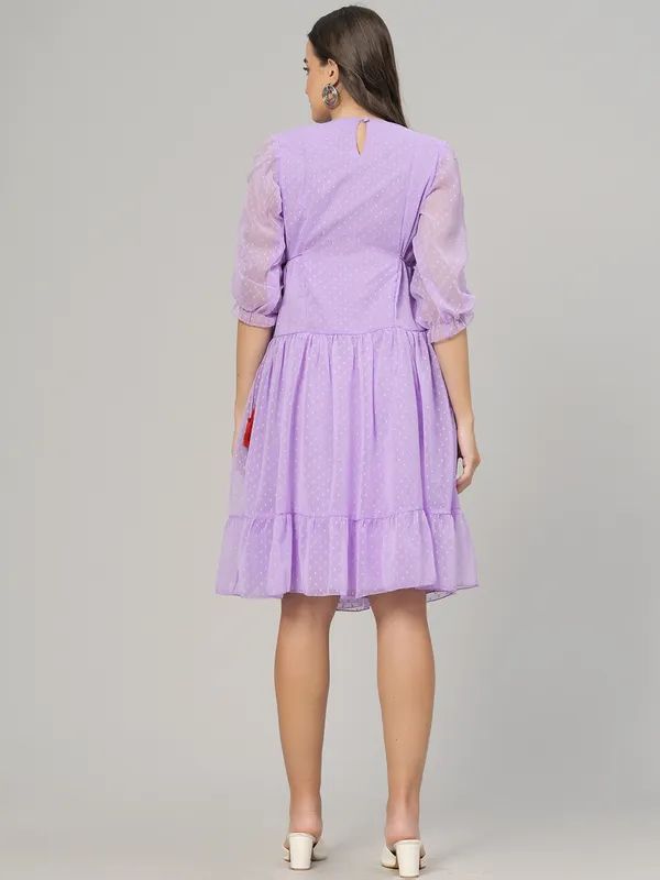 Lavender_Georgette_Premium_And_Elegant_Mini_Dress_For_Women