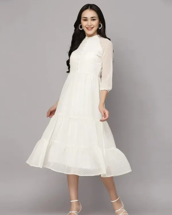 White_Georgette_Premium_And_Elegant_Midi_Dress_For_Women