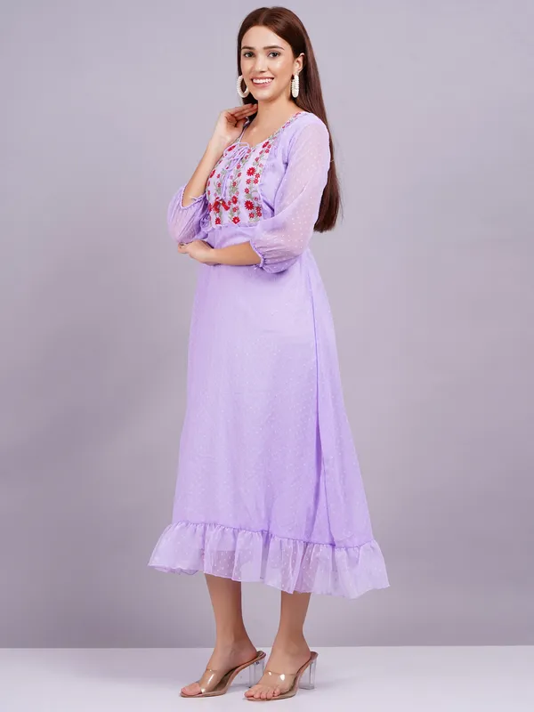 Lavender_Georgette_Premium_And_Elegant_Midi_Dress_For_Women