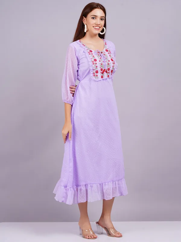 Lavender_Georgette_Premium_And_Elegant_Midi_Dress_For_Women