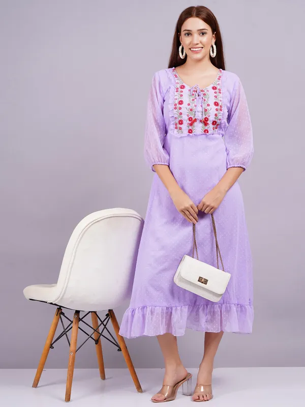Lavender_Georgette_Premium_And_Elegant_Midi_Dress_For_Women