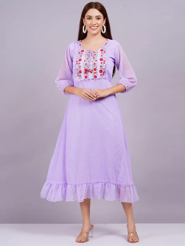 Lavender_Georgette_Premium_And_Elegant_Midi_Dress_For_Women