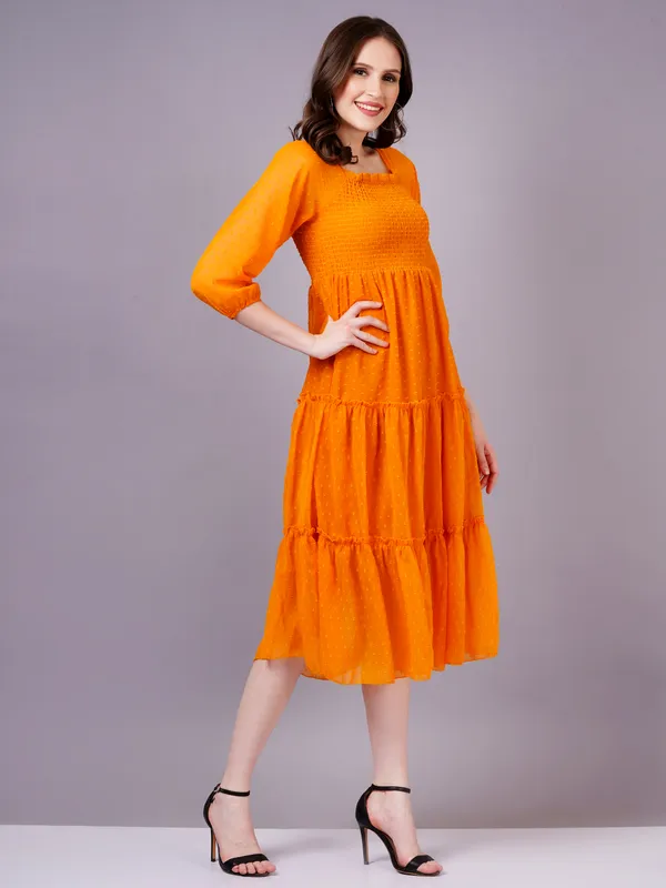 Mustard_Georgette_Premium_And_Elegant_Midi_Dress_For_Women
