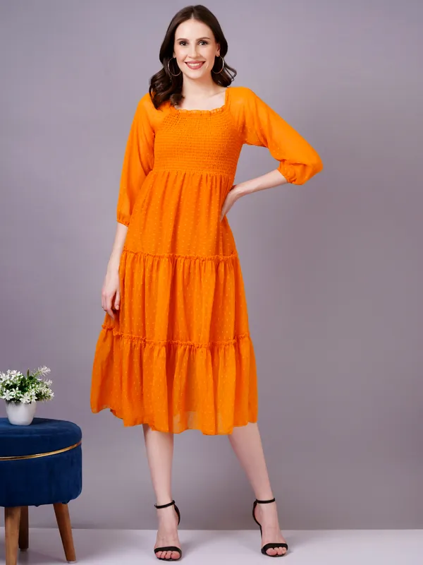 Mustard_Georgette_Premium_And_Elegant_Midi_Dress_For_Women