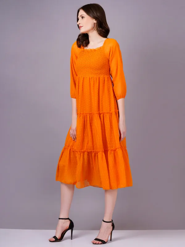 Mustard_Georgette_Premium_And_Elegant_Midi_Dress_For_Women