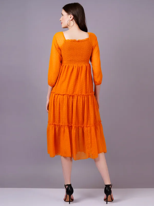 Mustard_Georgette_Premium_And_Elegant_Midi_Dress_For_Women