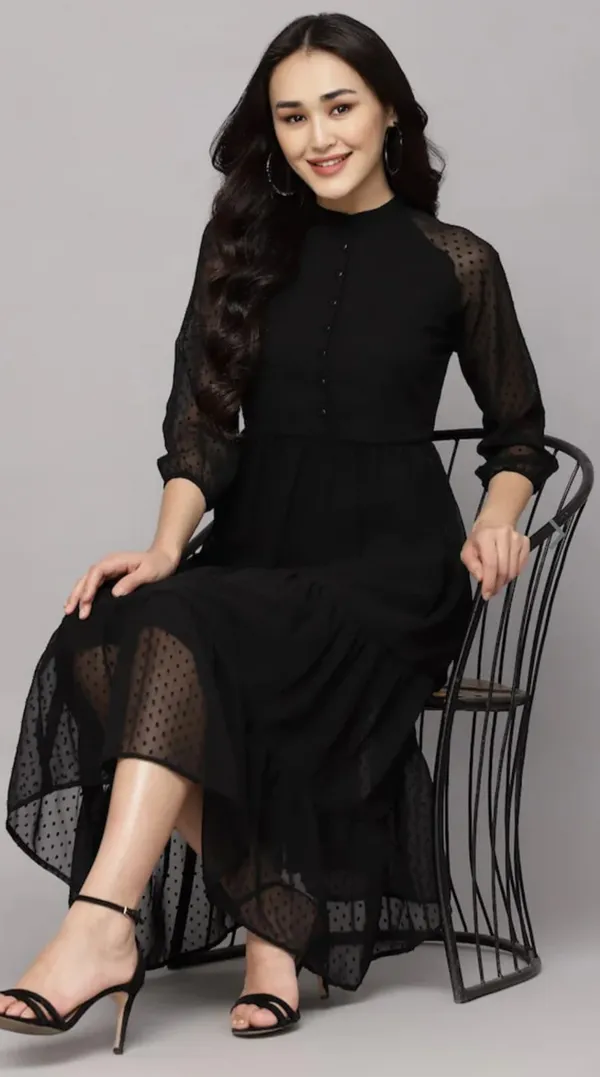 Black_Georgette_Premium_And_Elegant_Midi_Dress_For_Women