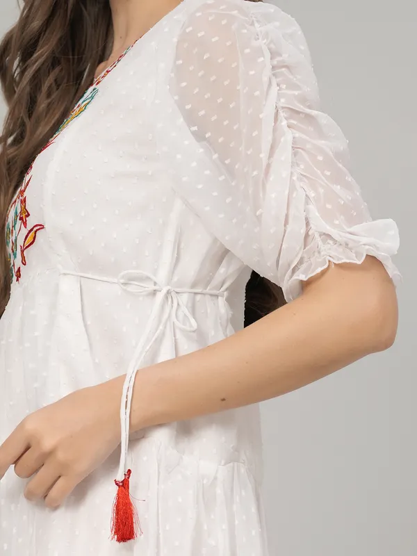 White_Georgette_Premium_And_Elegant_Mini_Dress_For_Women