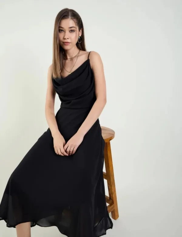 Black_Georgette_Premium_And_Elegant_Midi_Dress_For_Women