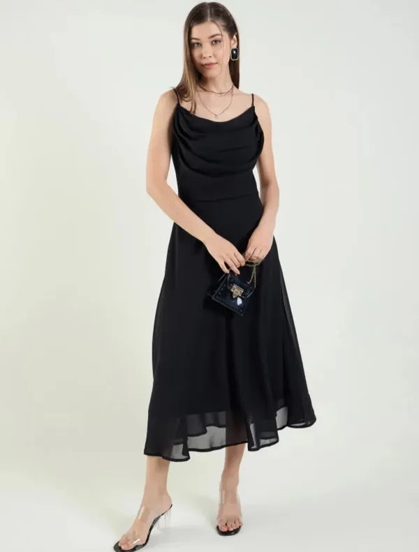Black_Georgette_Premium_And_Elegant_Midi_Dress_For_Women