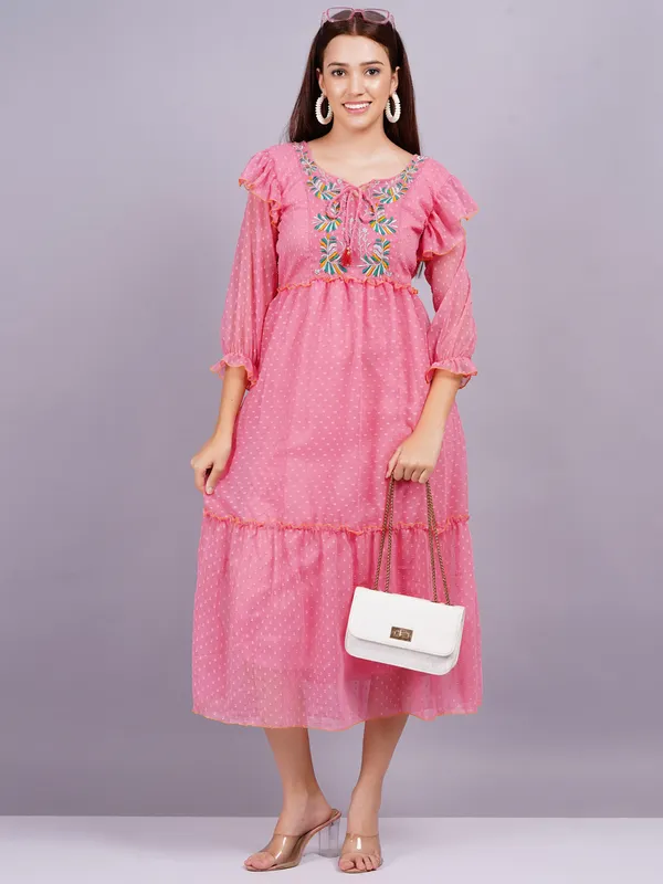 Pink_Georgette_Premium_And_Elegant_Midi_Dress_For_Women