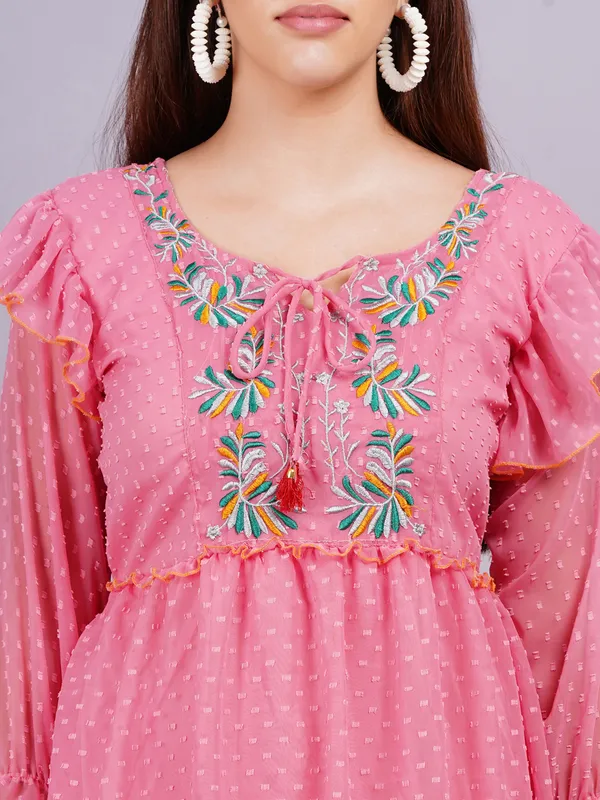 Pink_Georgette_Premium_And_Elegant_Midi_Dress_For_Women