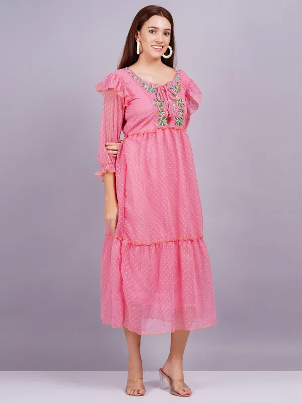 Pink_Georgette_Premium_And_Elegant_Midi_Dress_For_Women