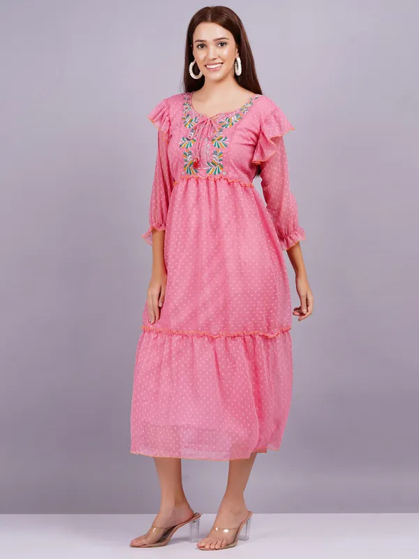 Pink_Georgette_Premium_And_Elegant_Midi_Dress_For_Women