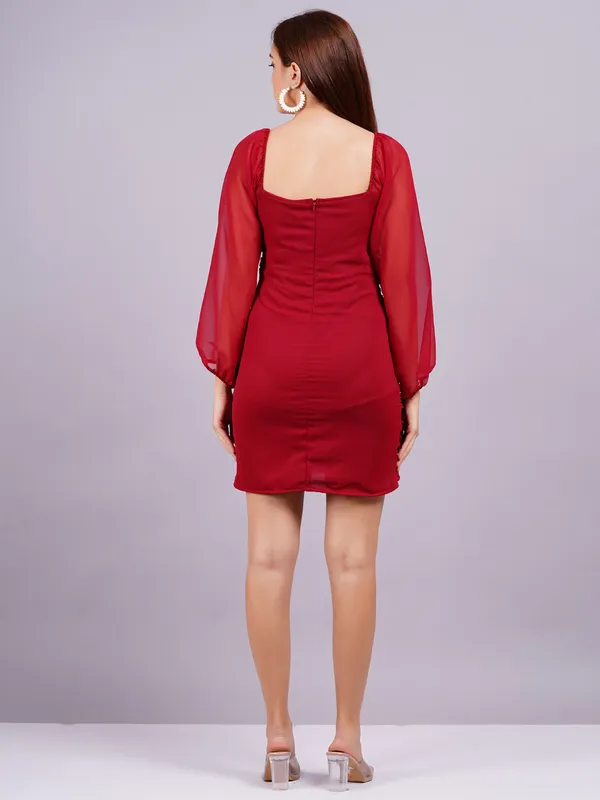 Red_Georgette_Premium_And_Elegant_Mini_Dress_For_Women