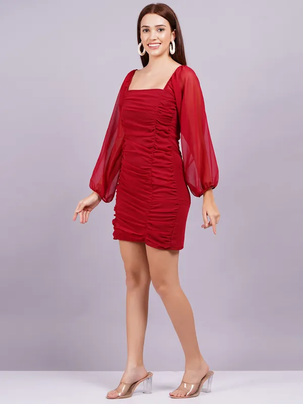 Red_Georgette_Premium_And_Elegant_Mini_Dress_For_Women
