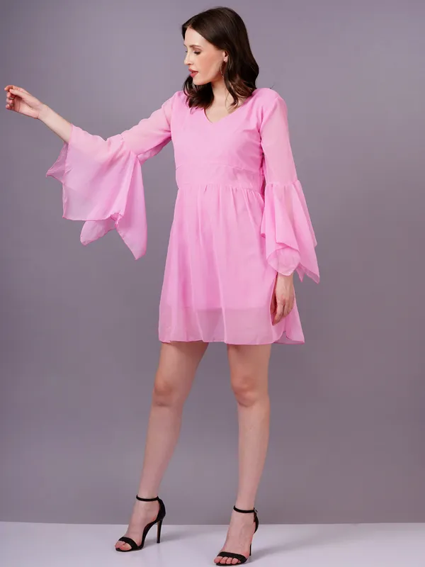 Pink_Georgette_Premium_And_Elegant_Mini_Dress_For_Women