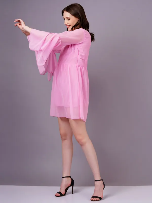 Pink_Georgette_Premium_And_Elegant_Mini_Dress_For_Women