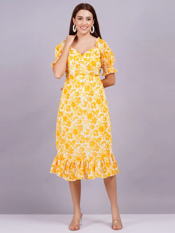 Yellow_Georgette_Premium_And_Elegant_Midi_Dress_For_Women