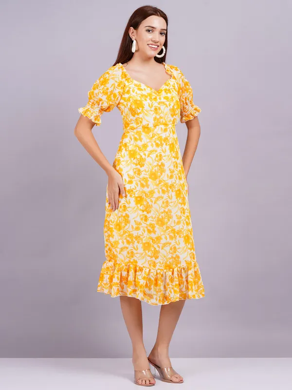 Yellow_Georgette_Premium_And_Elegant_Midi_Dress_For_Women