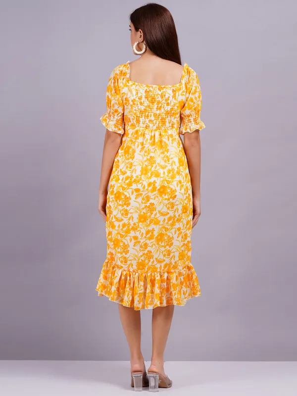 Yellow_Georgette_Premium_And_Elegant_Midi_Dress_For_Women