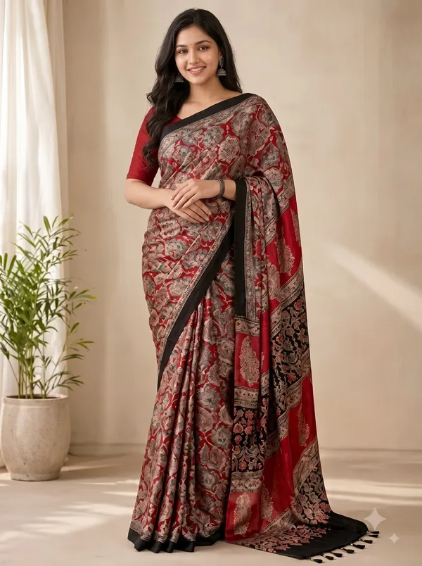 Red_&_Black_Ajrakh_Silk_Saree