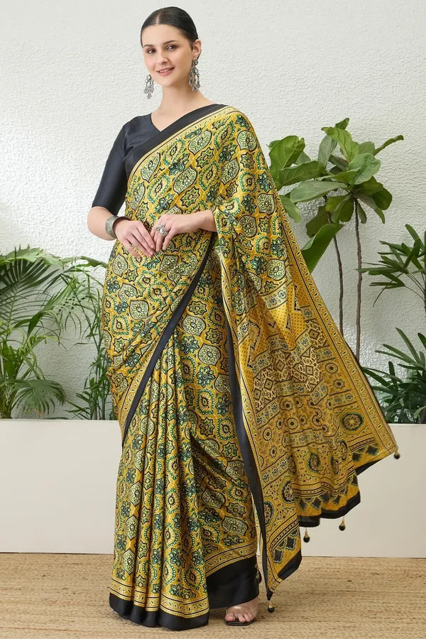 Brilliant_Yellow_Ajrakh_Printed_Soft_Modal_Silk_Natural_Print_Saree