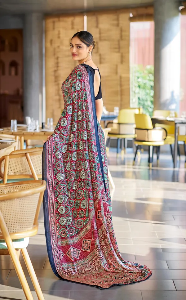 Luxurious_Maroon_Ajrakh_Printed_Soft_Modal_Silk_Natural_Print_Saree