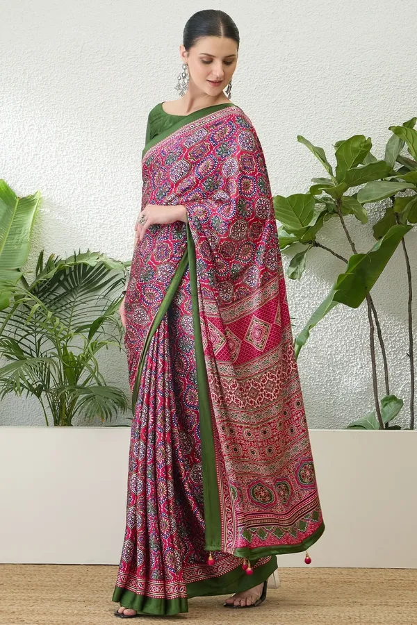 Colorful_Rani_Ajrakh_Printed_Soft_Modal_Silk_Natural_Print_Saree