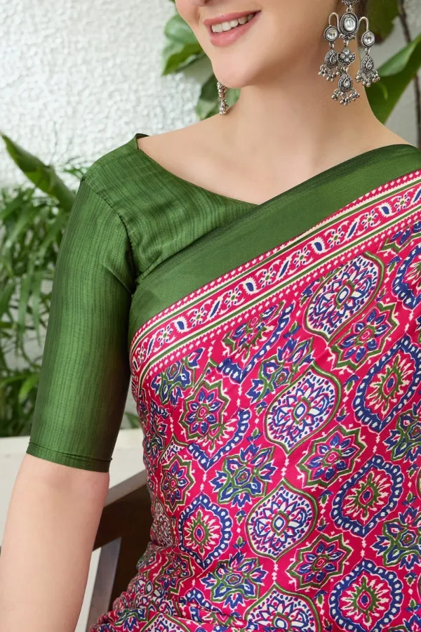Colorful_Rani_Ajrakh_Printed_Soft_Modal_Silk_Natural_Print_Saree