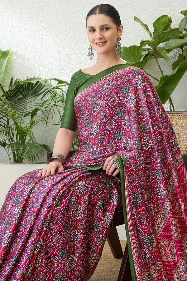 Colorful_Rani_Ajrakh_Printed_Soft_Modal_Silk_Natural_Print_Saree