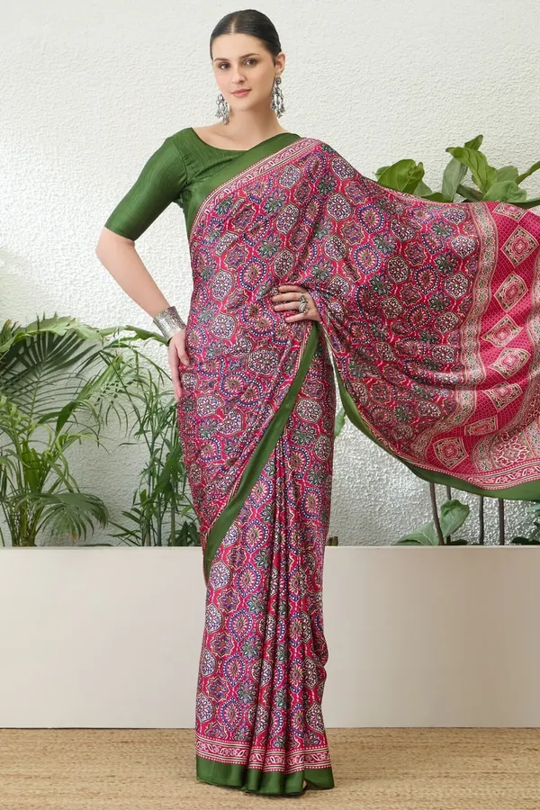 Colorful_Rani_Ajrakh_Printed_Soft_Modal_Silk_Natural_Print_Saree
