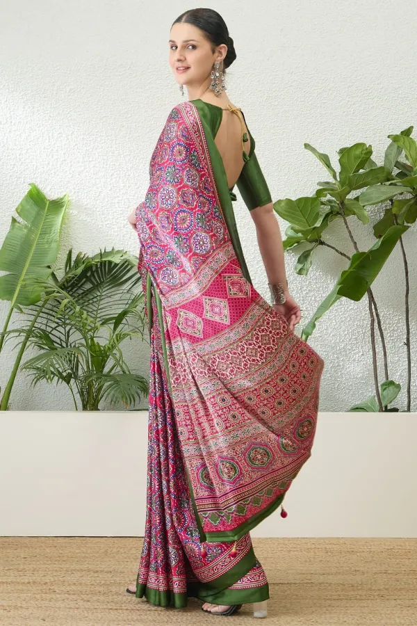 Colorful_Rani_Ajrakh_Printed_Soft_Modal_Silk_Natural_Print_Saree