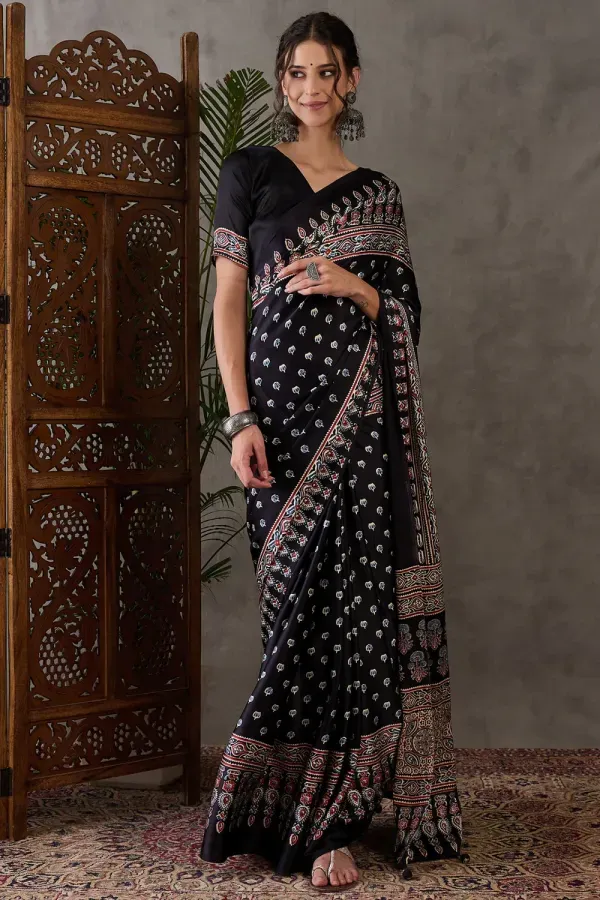 Black_Ajrakh_Modal_Silk_Saree
