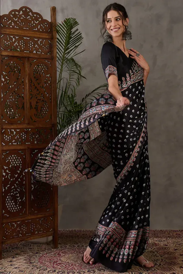 Black_Ajrakh_Modal_Silk_Saree