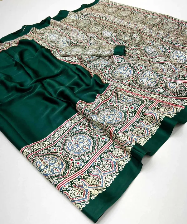 Ainsley_Green_Ajrakh_Printed_Satin_Crepe_Silk_Saree