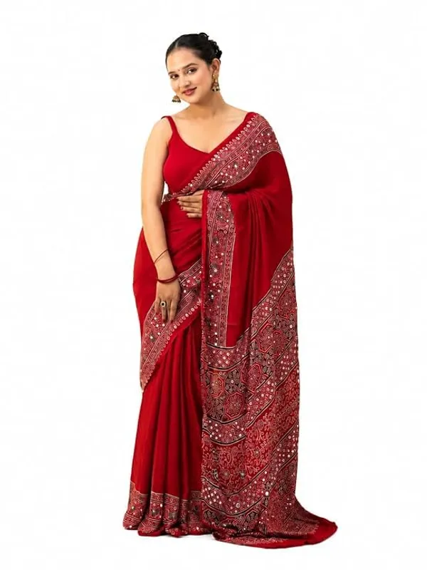 Ajrakh_Modal_Silk_Saree_for_Women_Mirror_Work_Red_Saree