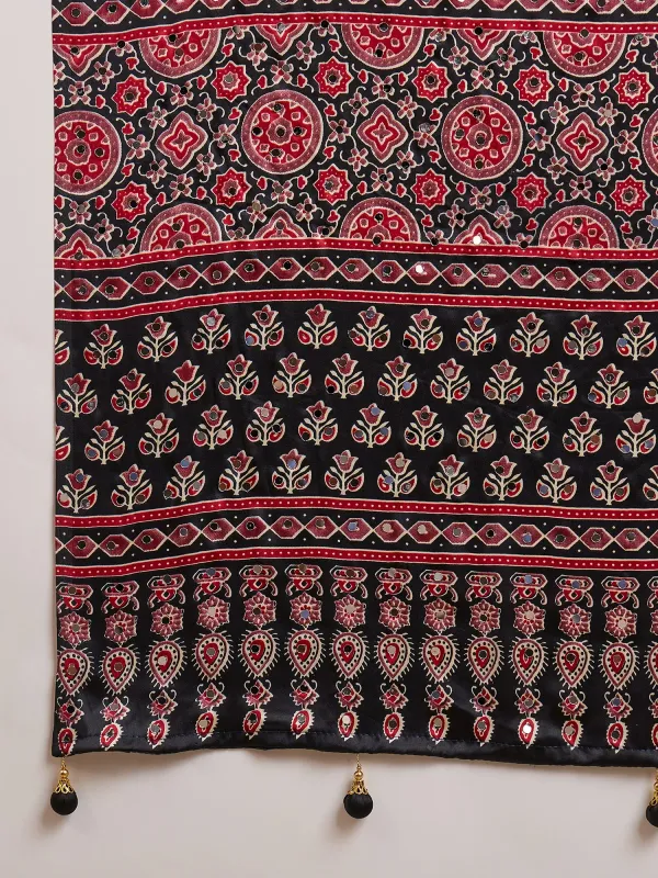 Black_Lotus_Ajrakh__Mirror_Work_Saree_With_Blouse