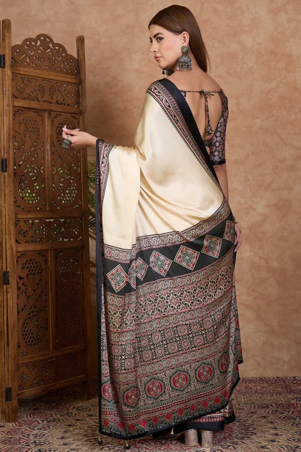 Bavarain_Cream_Ajrakh_Printed_Satin_Crepe_Silk_Saree