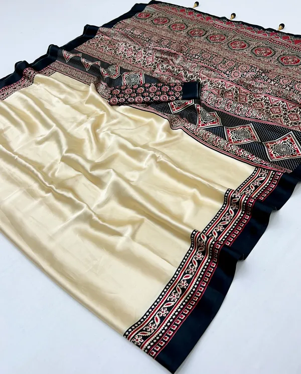 Bavarain_Cream_Ajrakh_Printed_Satin_Crepe_Silk_Saree