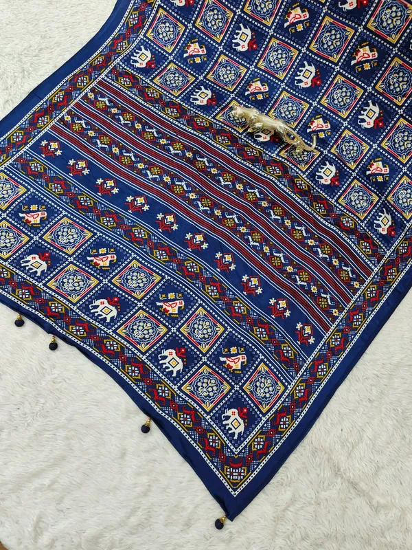Blue_Patola__Saree__With_Blouse_Piece